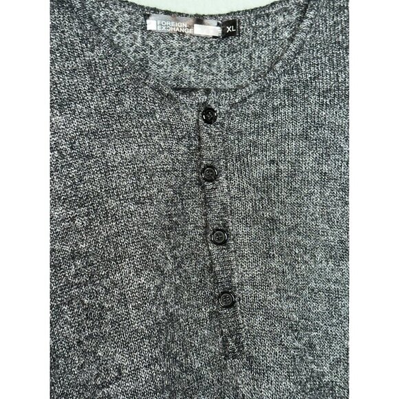 Foreign Exchange Men's' XL Mohair Blend Gray Henley LS Patch Elbow Sweater NWOT - Picture 3 of 10